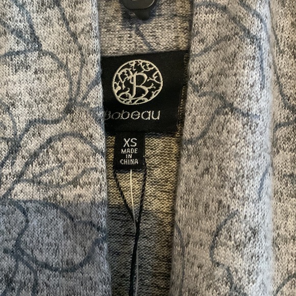 Bobeau Womens Hacci Open Cozy Cardigan Sweater in Denim Floral - NWT - Picture 6 of 9